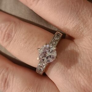 Cubic zirconia stainless steel flat rounded top band ring